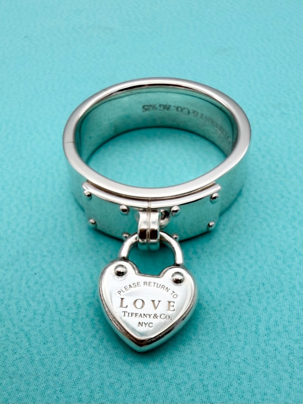 Tiffany & Co size 8.25 Return to Love rtt lock dangle ring - Picture 4 of 12